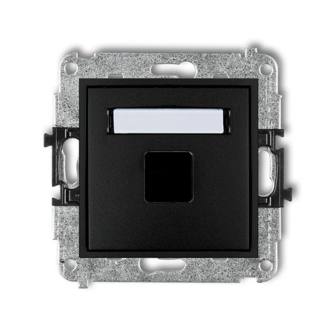 MINI Mechanizm gniazda multimedialnego pojedynczego bez modułu (standard Keystone) czarny mat 12MGM‑1P - obrazek 1