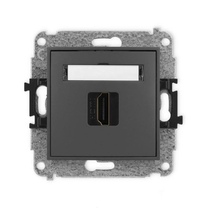 MINI Mechanizm gniazda pojedynczego HDMI 2.1, 8K grafitowy mat 28MHDMI‑5 - obrazek 1