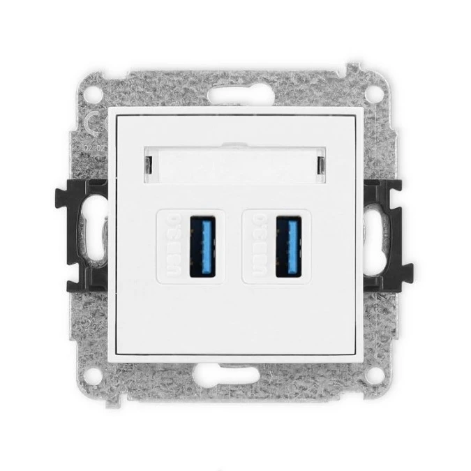 MINI Mechanizm gniazda podwójnego 2xUSB A‑A 3.0 biały mat 25MGUSB‑6 - obrazek 1