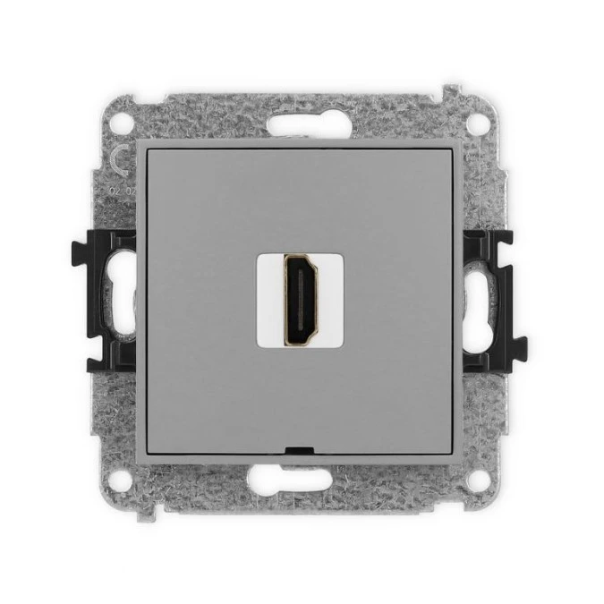 MINI Mechanizm gniazda pojedynczego HDMI 2.1, 8K, bez pola opisowego szary mat 27MHDMIBO‑5 - obrazek 1