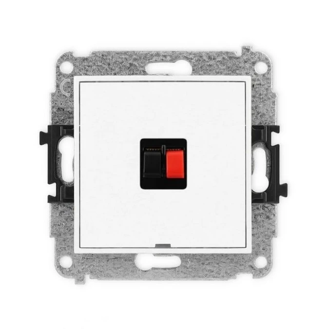 MINI Mechanizm gniazda głośnikowego pojedynczego, bez pola opisowego biały mat 25MGGBO‑1 - obrazek 1