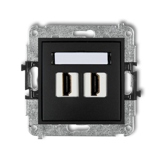 MINI Mechanizm gniazda podwójnego HDMI 2.0 czarny mat 12MHDMI‑4 - obrazek 1