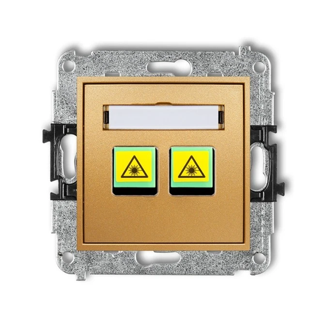 MINI Mechanizm gniazda światłowodowego/optycznego podwójnego złoty 29MGOP‑2 - obrazek 1