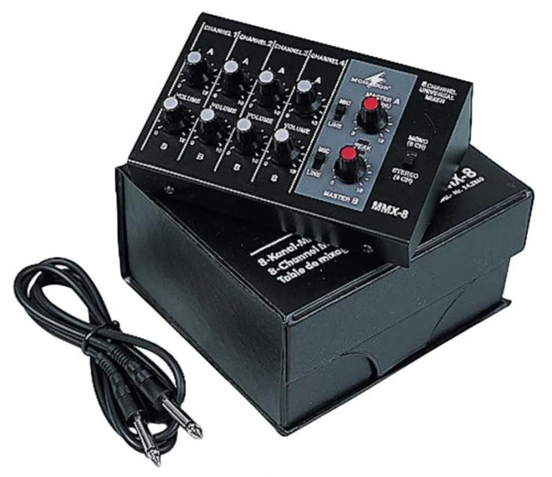 Miniaturowy mikser audio 8 kanałów mono, przełączanych mikr./linia MMX‑8