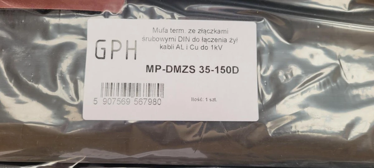 Mufa kablowa termokurczliwa ze złączkami śrubowymi MP‑DMZS 35‑150D AL/CU 1KV - obrazek 2