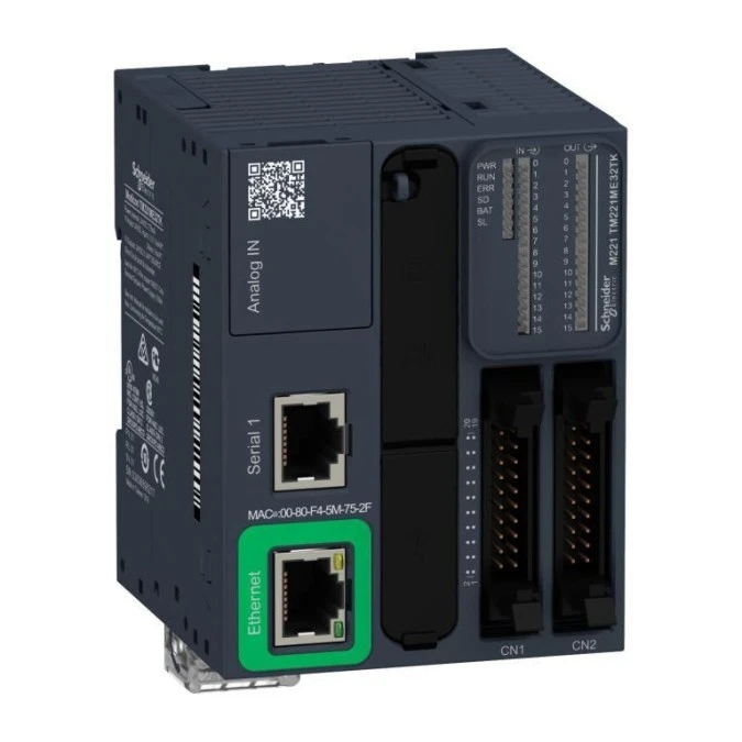 Modicon M221, sterownik modułowy, RJ45, Ethernet, 16 wejść, 16 wyjść tranzystorowych PNP, 24 VDC, złącze HE 10 TM221ME32TK - obrazek 1