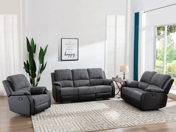 Kanapa 2-osobowa z funkcją relax z mikrofibry i ekoskóry Kolor szary i czarny BRODY 139101 Kanapa 2-osobowa z funkcją relax z mikrofibry i ekoskóry Kolor szary i czarny BRODY 139101