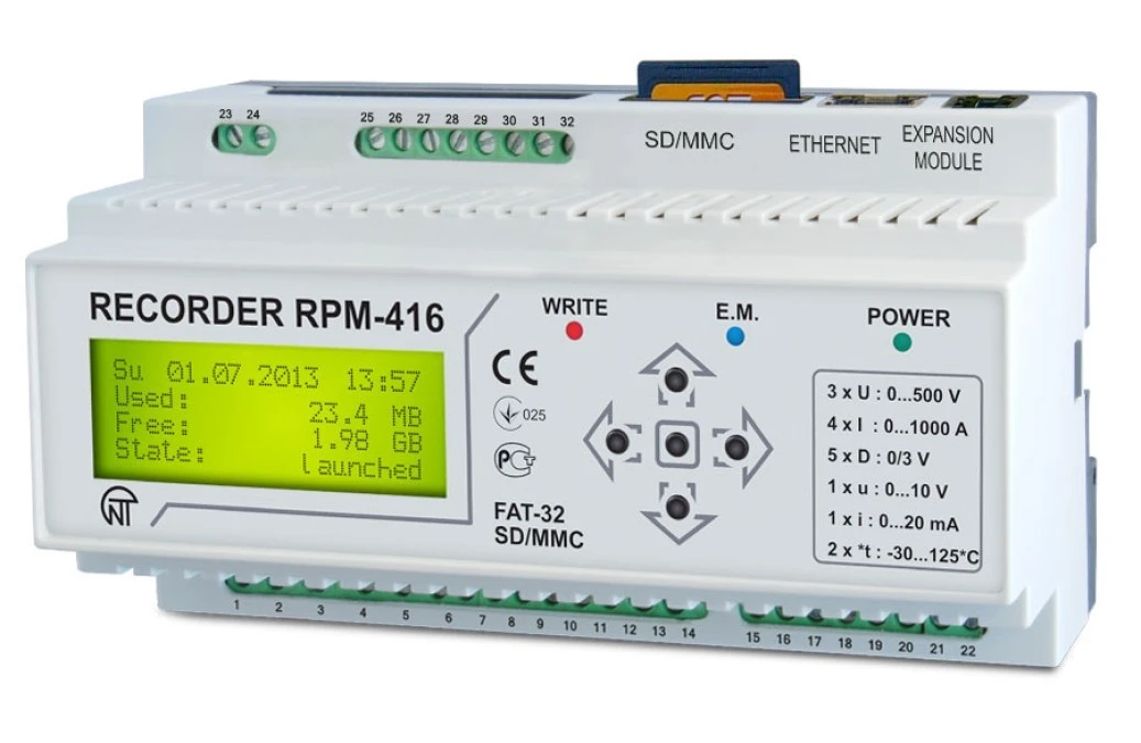 Mikroprocesorowy rejestrator parametrów elektrycznych RPM‑416