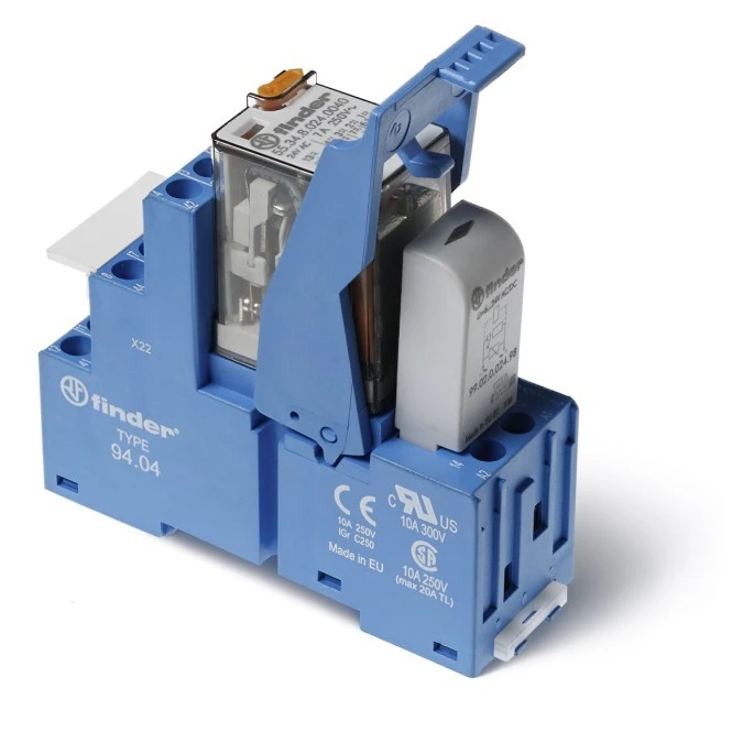 Moduł interfejsowy 27mm, 4P 7A 230V AC, styki AgNi, wskaźnik zadziałania, blokada, przycisk testujący, DIN 58.34.8.230.0060SPA - obrazek 1