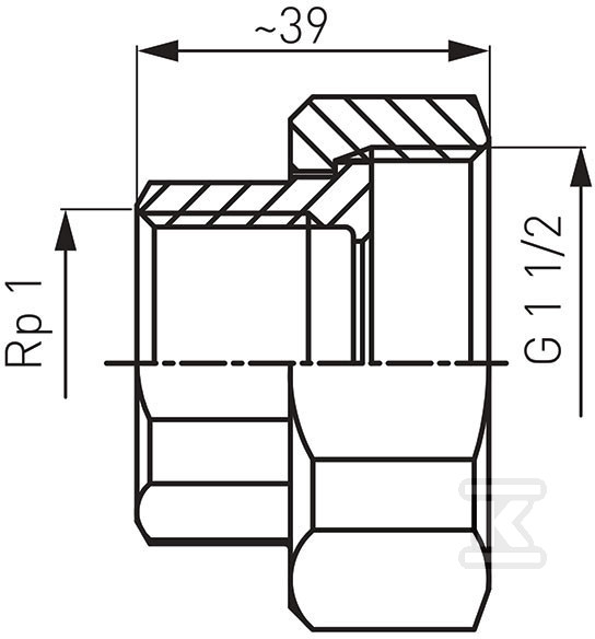 Półśrubunek do pompy 6/4 cala x 1 cal żeliwny 1kpl. (2szt) SG17 - obrazek 2
