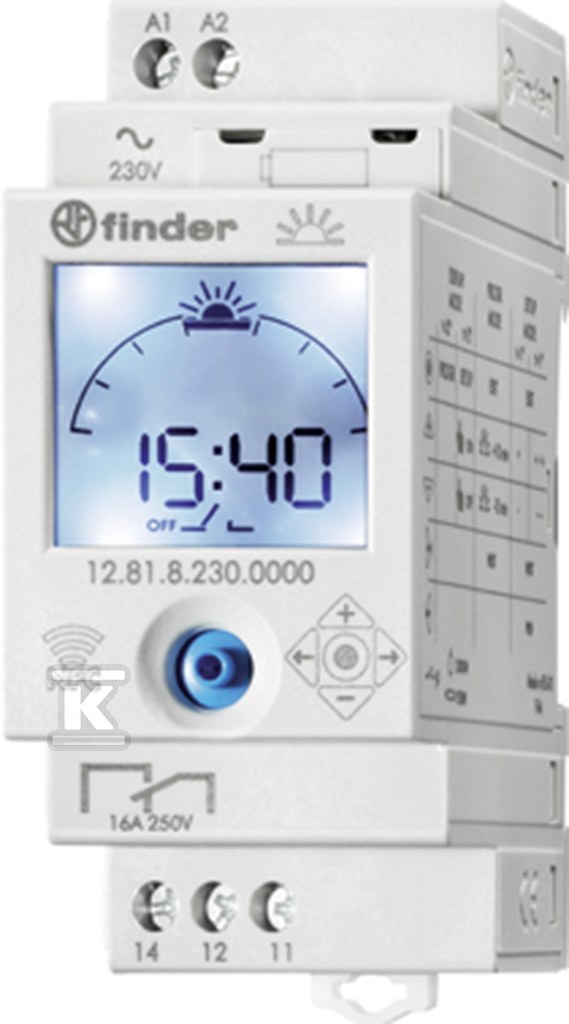 Cyfrowy zegar astronomiczny programowalny, NFC, montaż DIN, 16A 12.81.8.230.0000 - obrazek 1