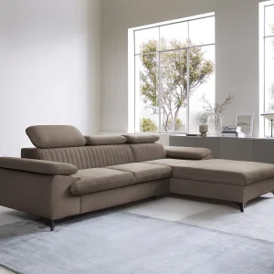 Kanapa narożna prawostronna rozkładana z weluru taupe SAMARA marki Pascal Morabito 572945