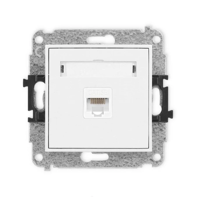 MINI Mechanizm gniazda komputerowego pojedynczego 1xRJ45, kat. 5e, 8‑stykowy biały mat 25MGK‑1 - obrazek 1