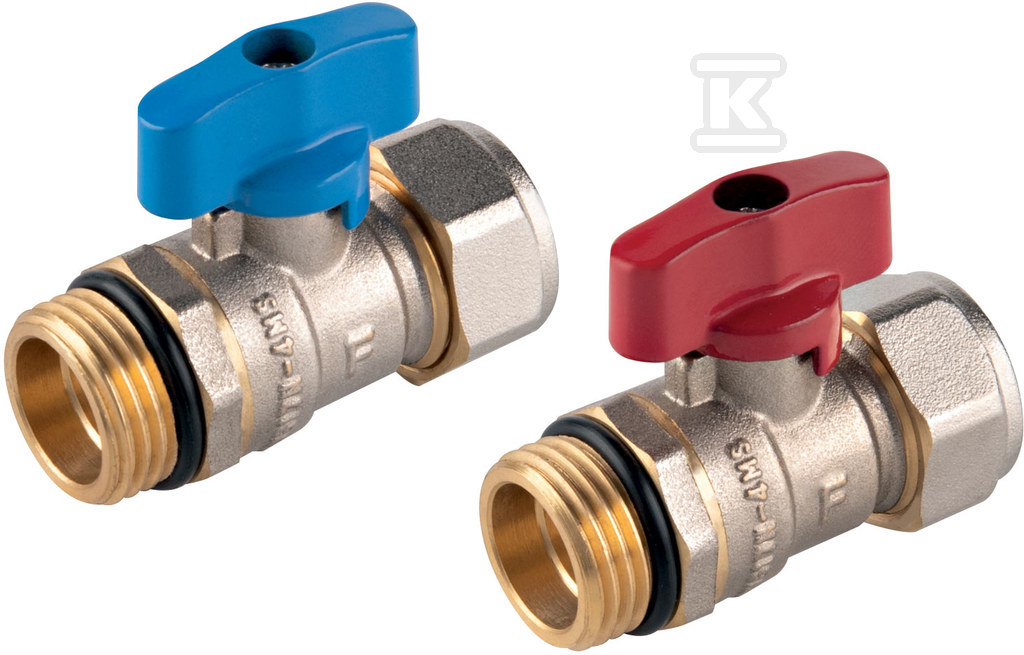 Kurek kulowy do rur wielowarstwowych 16x2mm, wkrętny, czerwony uchwyt, 1/2 cala, F-Comfort KNPEX16