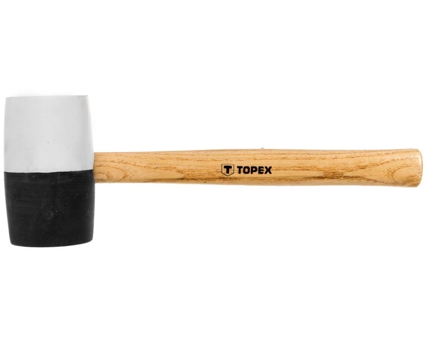 Młotek gumowy 680g śr. 63mm czarno‑biała guma trzonek drewniany 02A355 - obrazek 1