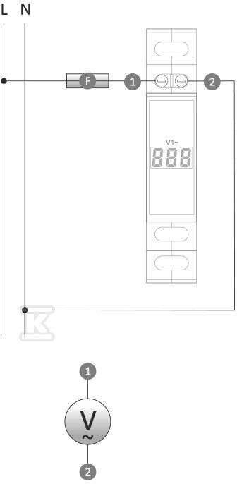 Modułowy wskaźnik napięcia - 1 fazowy LCD WNC-1 - obrazek 2