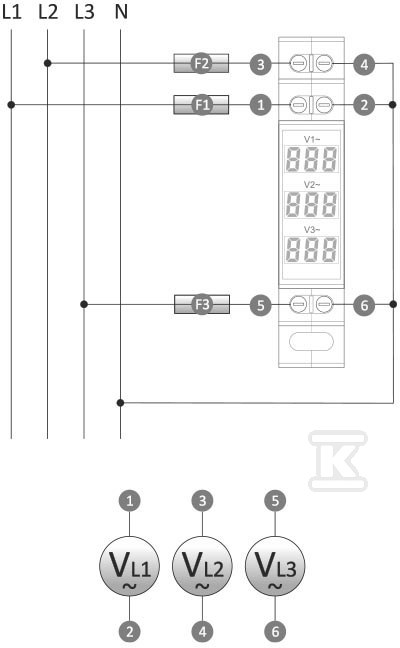 Modułowy wskaźnik napięcia - 3 fazowy WNC-3 - obrazek 2