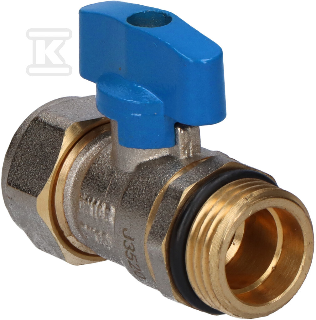 Kurek kulowy do rur wielowarstwowych 16x2mm, wkrętny, niebieski uchwyt, 1/2 cala, F-Comfort KNPEX16-BH - obrazek 3
