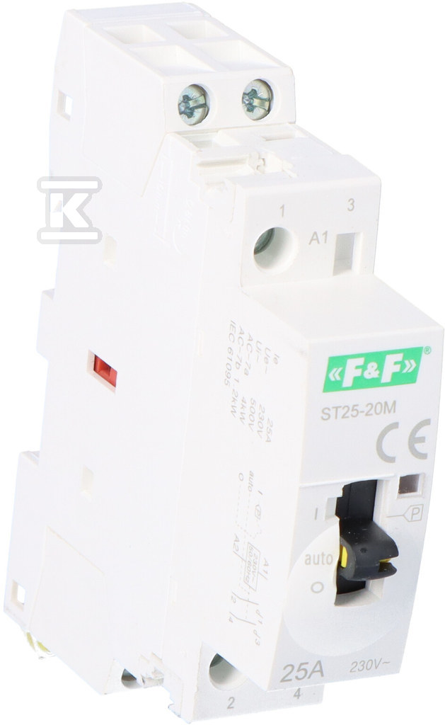 Stycznik modułowy 25A, 2NO, napięcie cewki 230–240 VAC, montaż na szynie, ST25-20-M - obrazek 1