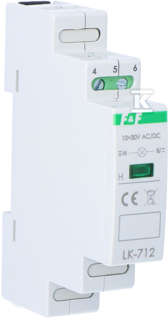 Lampka sygnalizacyjna LK-712 G 1xLED zielona, Un=10÷30V AC/DC LK-712G-10-30V - obrazek 1