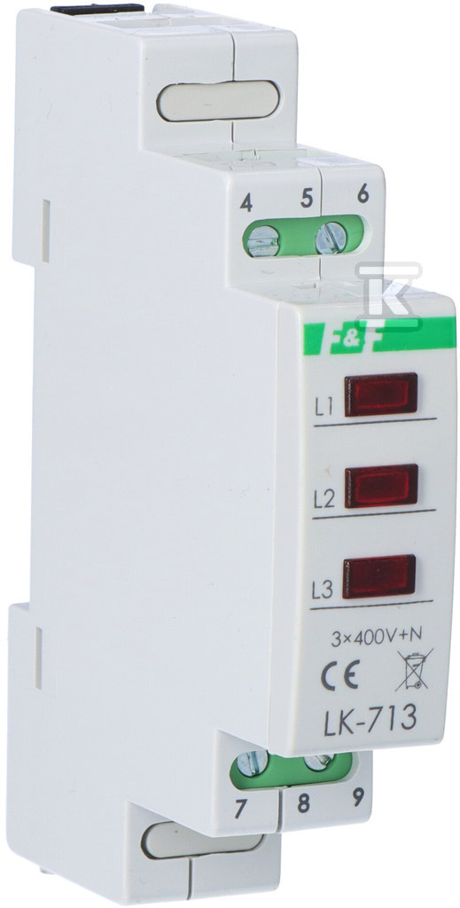 Lampka kontrolna zasilania LK-713 R, 3xLED czerwona, 3x230V+N, 1 moduł LK-713R - obrazek 1