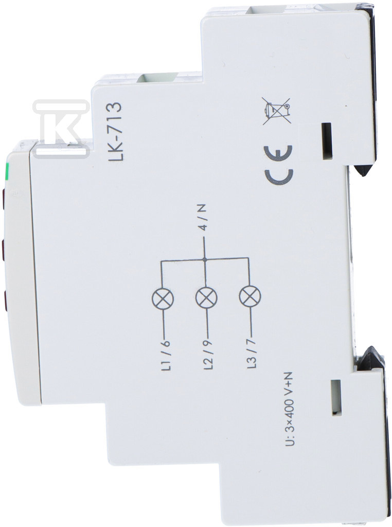 Lampka kontrolna zasilania LK-713 R, 3xLED czerwona, 3x230V+N, 1 moduł LK-713R - obrazek 2