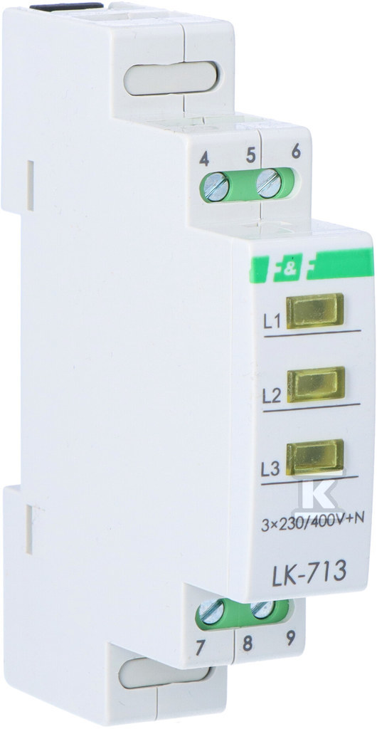 Lampka kontrolna zasilania LK-713 Y, 3xLED żółta, 3x230V+N, 1 moduł LK-713Y - obrazek 1