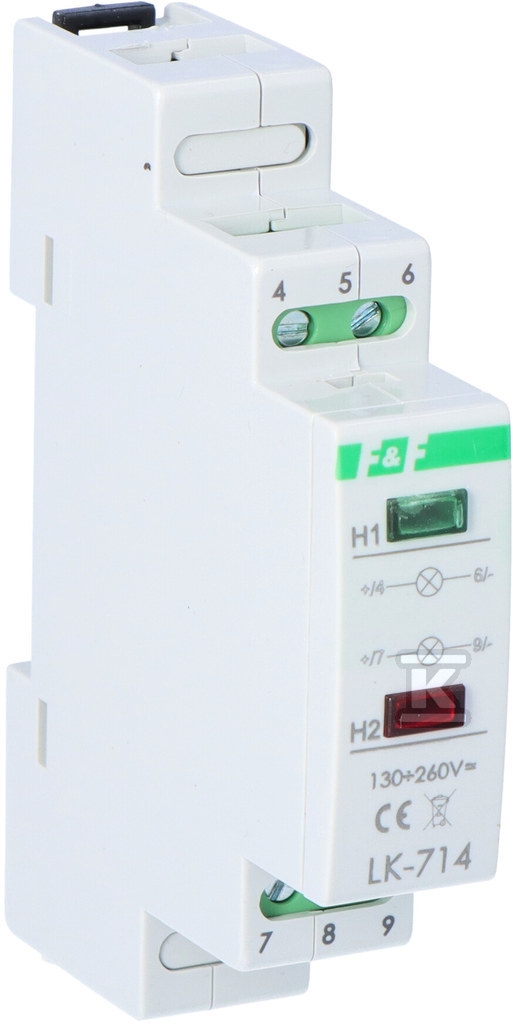 Lampka sygnalizacyjna zasilania-dustanowa LK-714 130÷260V Lampka kontrolna zasilania 2XLED (czerwona zielona) Un=130÷260V AC/DC - obrazek 1