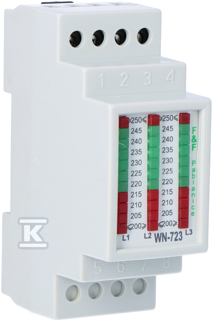 Wskaźnik napięcia WN-723 trójfazowy, zakres: 3x200÷250V, 2 moduły - obrazek 1
