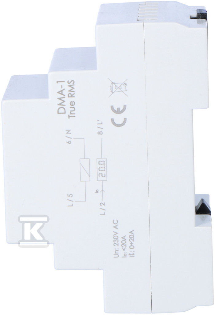 Cyfrowy wskaźnik wartości natężenia prądu, jednofazowy DMA-1 true RMS Imax=20A 3 moduły DMA1RMS - obrazek 2