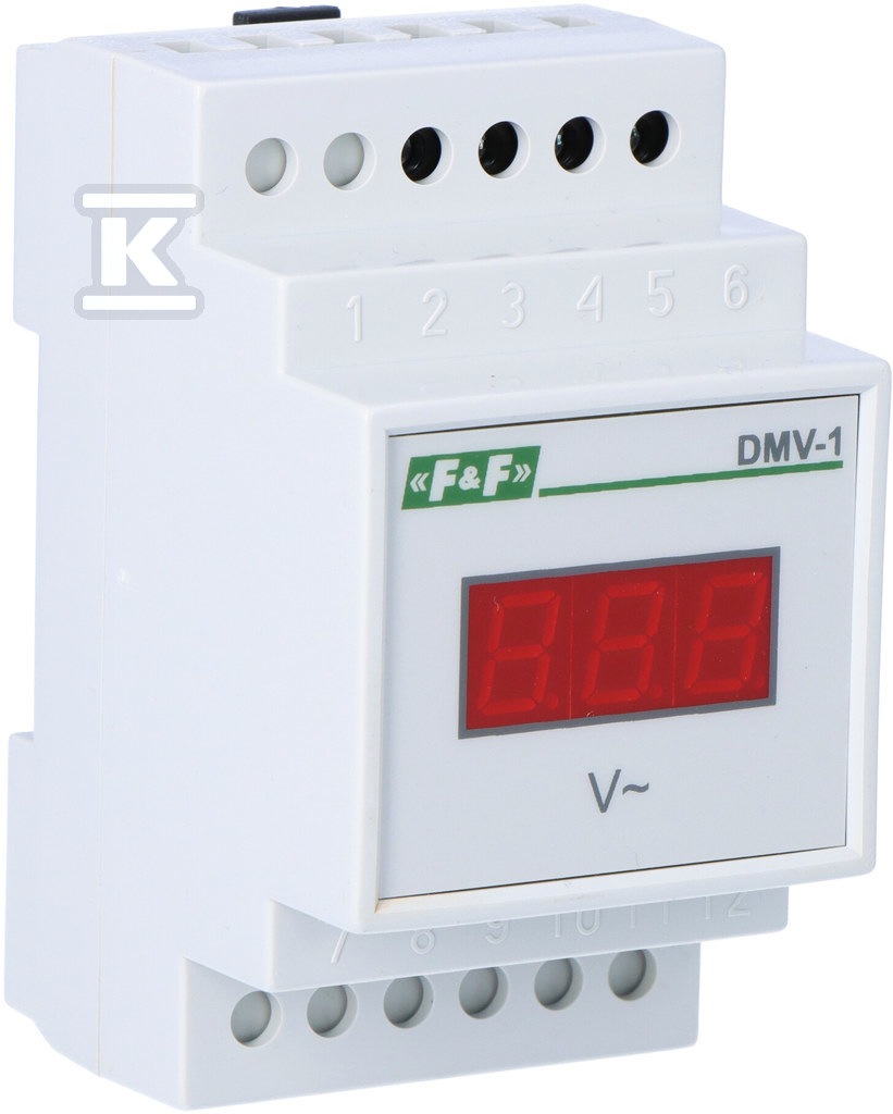 Cyfrowy wskaźnik napięcia, jednofazowy DMV-1 true RMS zakres wskazań 100÷300V 3 moduły DMV1RMS