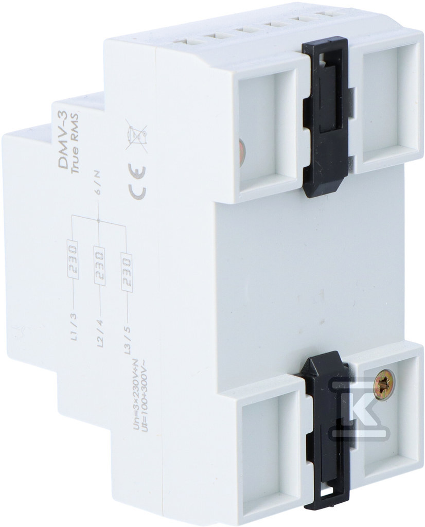 Cyfrowy wskaźnik napięcia, trójfazowy DMV-3 true RMS zakres wskazań 100÷300V 3 moduły DMV3RMS - obrazek 3