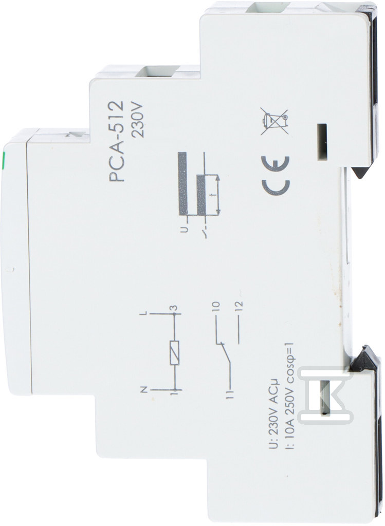 Przekaźnik czasowy PCA-512 jednofunkcyjny - awersyjny (opóźnione rozłączanie), styk: 1P, U=230V, I=10A, 1 moduł - obrazek 2