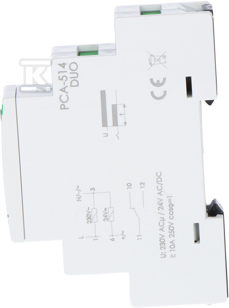 Przekaźnik czasowy PCA-514 DUO jednofunkcyjny-awersyjny(opóźnione rozłączanie), styki: 1P, U=230 i 24V, I=10A, 1 moduł PCA-514DUO - obrazek 2