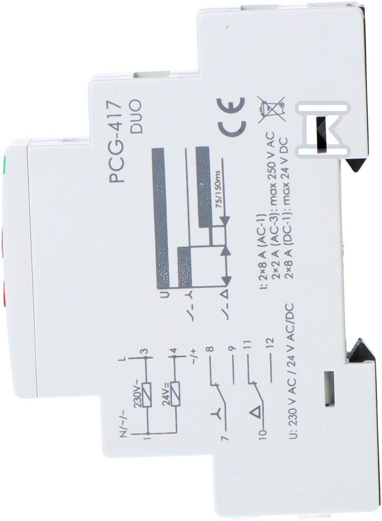 Sterownik czasowy PCG-417 gwiazda - trójkąt, styki: 1P,I=10A, 230VAC i 24V AC/DC, 1 moduł PCG-417DUO - obrazek 2