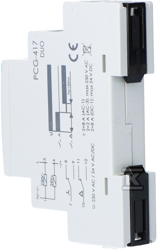 Sterownik czasowy PCG-417 gwiazda - trójkąt, styki: 1P,I=10A, 230VAC i 24V AC/DC, 1 moduł PCG-417DUO - obrazek 3