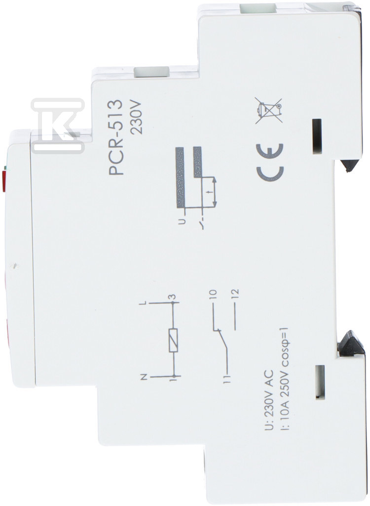 Przekaźnik czasowy PCR-513 jednofunkcyjny-rewersyjny(opóźnione załączanie), styki: 1P, U=230V, I=10A, 1 moduł - obrazek 2