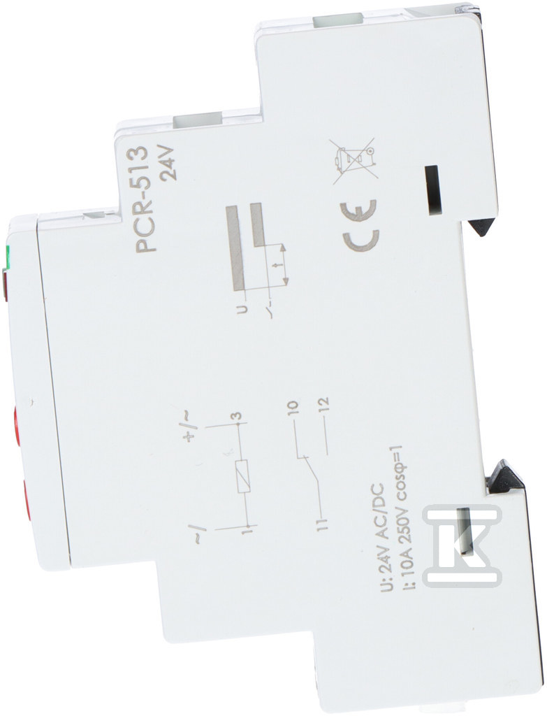 Przekaźnik czasowy PCR-513 jednofunkcyjny-rewersyjny(opóźnione załączanie), styki: 1P, 24V, I=10A, 1moduł PCR-513-24V - obrazek 2