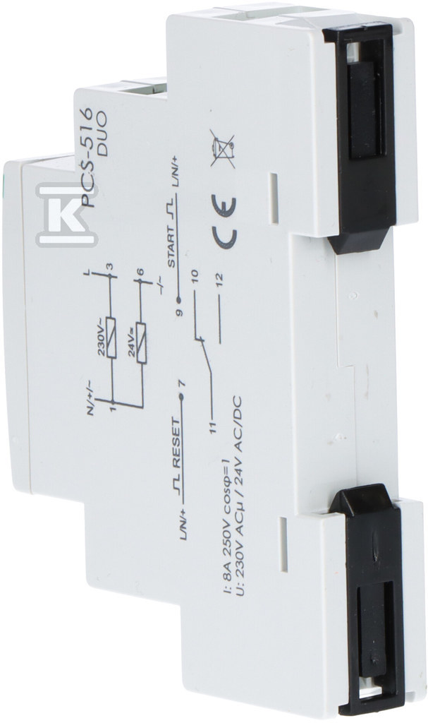 Przekaźnik czasowy PCS-516 DUO dziesięciofunkcyjny, z wejściami: START i RESET, styki: 1P, I=8A,U=230V i 24V PCS-516DUO - obrazek 3