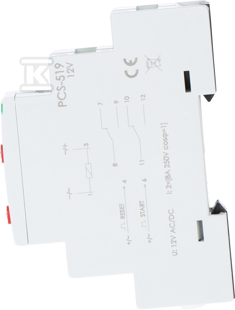 Przekaźnik czasowy 10-funkcji, styki 2P 12V PCS-519 12V Un=12V I<8A t(0 ,1sek.-576h) 1 moduł PCS-519-12V - obrazek 3