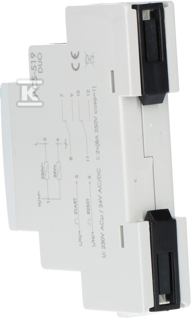 Przekaźnik czasowy PCS-519 DUO dziesięciofunkcyjny, z wejściami: START i RESET, styki: 2P, I=2x8A, U=230V i 24V PCS-519DUO - obrazek 3