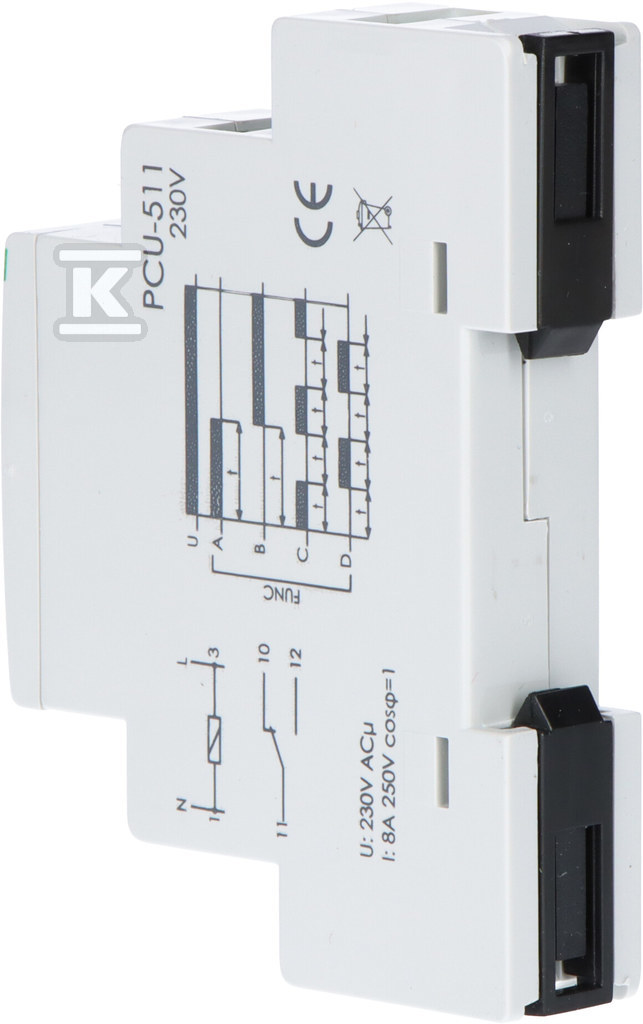 Przekaźnik czasowy PCU-511 wielofunkcyjny, styki: 1P, U=230V, I=10A, 1 moduł - obrazek 3