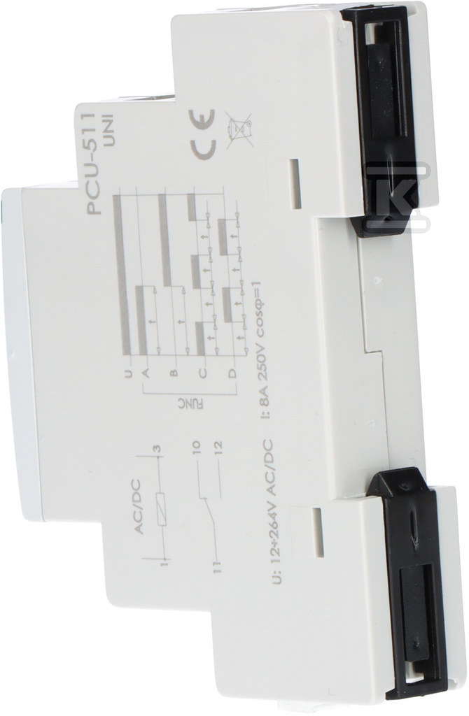 Przekaźnik czasowy PCU-511 UNI wielofunkcyjny, styki: 1P, U=12-264V, I=10A, 1 moduł PCU511UNI - obrazek 3