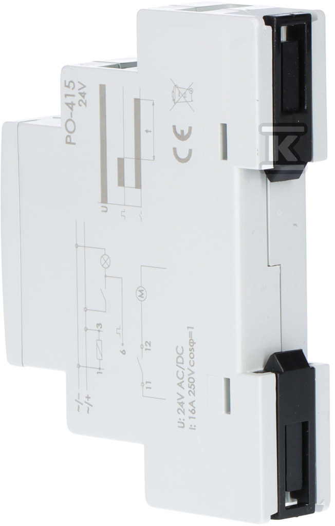 Przekaźnik czasowy PO-415 z opóźnionym odpadaniem, styki: 1P, U=24V, I=10A, 1 moduł PO-415-24V - obrazek 3
