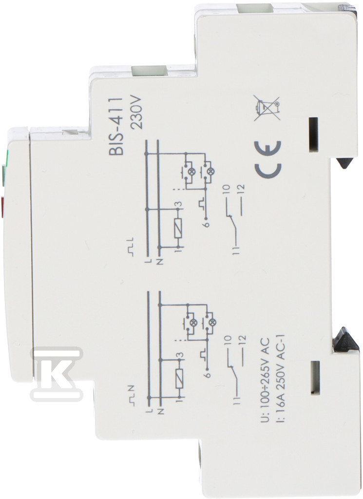 Przekaźnik bistabilny BIS-411, montaż na szynie DIN BIS-411 - obrazek 2