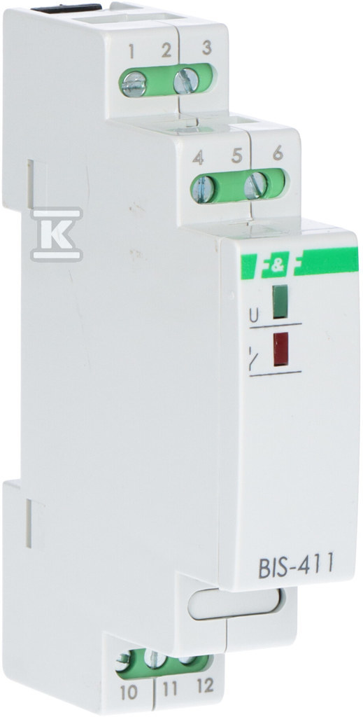 Przekaźnik bistabilny, na szynę DIN, z przekaźnikiem inrush 160A/20ms BIS-411-LED - obrazek 1