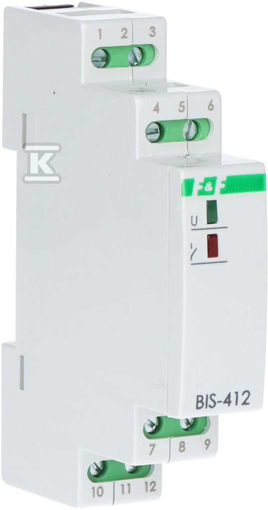 Przekaźnik bistabilny grupowy, na szynę DIN, z przekaźnikiem inrush 160A/20ms BIS-412-LED - obrazek 1