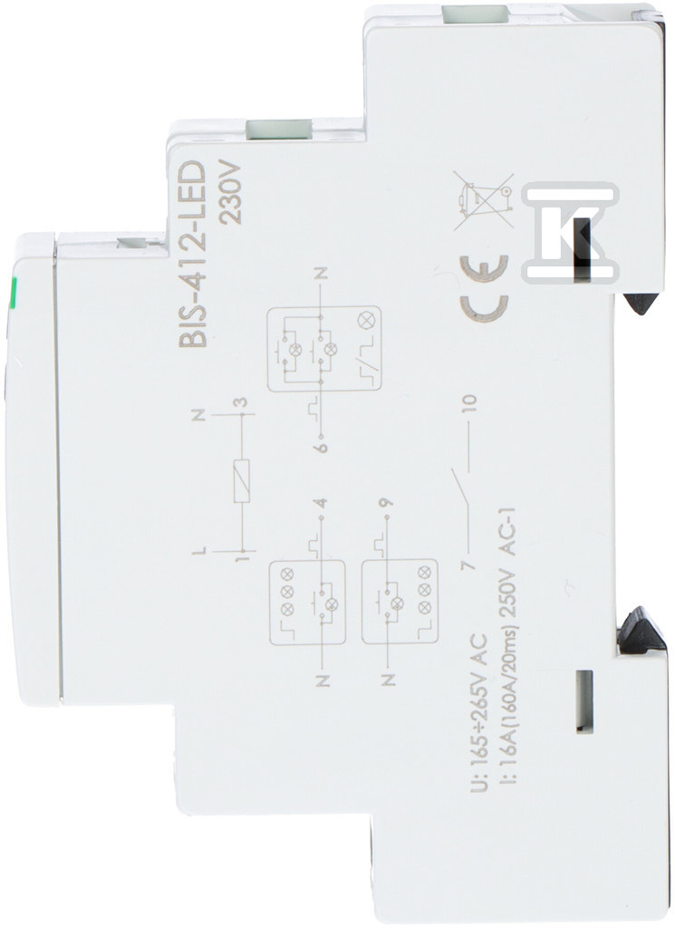 Przekaźnik bistabilny grupowy, na szynę DIN, z przekaźnikiem inrush 160A/20ms BIS-412-LED - obrazek 2
