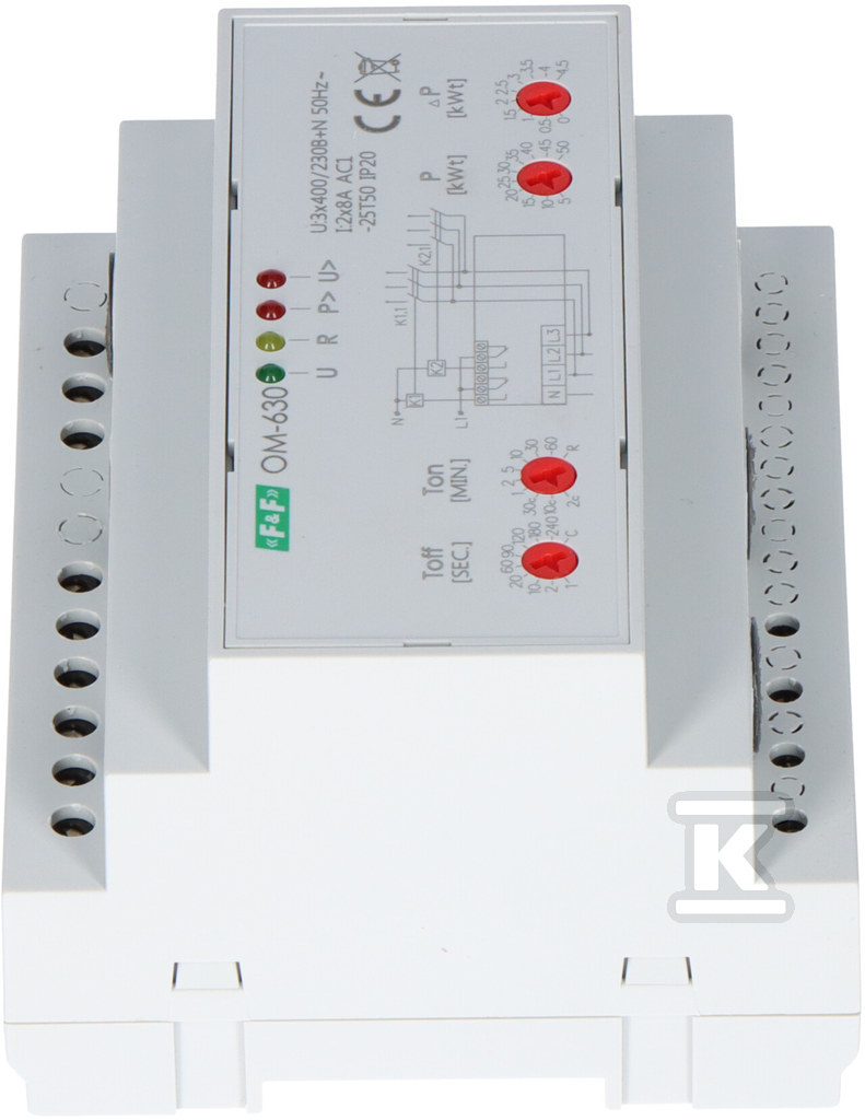 Ogranicznik poboru mocy OM-630 trójfazowy pomiar bezpośredni do 50kW - obrazek 3