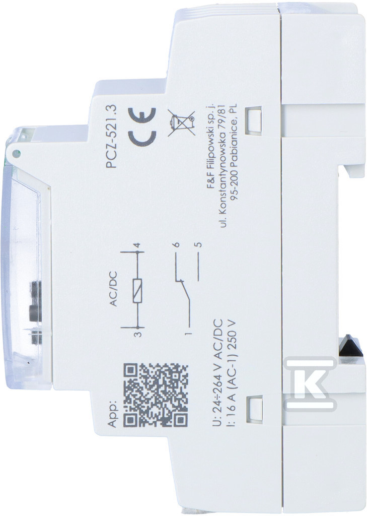 Zegar sterujący programowalny PCZ-521.3 jednokanałowy, NFC, 250 komórek pamięci, styki: 1P, I=16A, 24÷264V AC/DC, 2 moduły - obrazek 2